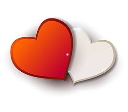 卡通紅白雙心png元素