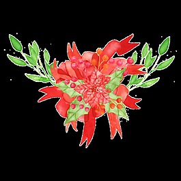 手繪紅色花束png透明素材