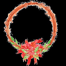 手繪橘色卡通花環(huán)png透明素材