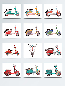 復(fù)古手繪風(fēng)格電動(dòng)車元素