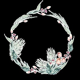 手繪復(fù)古淡雅花圈png透明素材