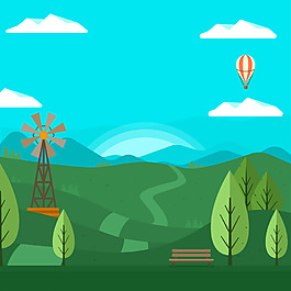 戶外景觀風景海報矢量背景