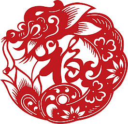喜庆狗年春节剪纸素材