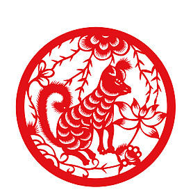 中國風(fēng)狗年剪紙PNG元素
