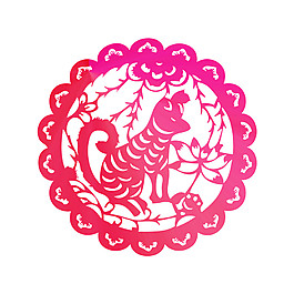 红色狗年花式剪纸素材