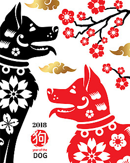 2018狗年花式剪纸素材