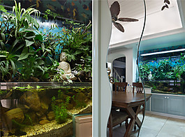 美式餐廳圓形餐桌裝修效果圖