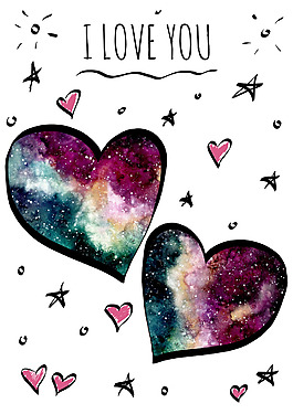 手繪兩個大愛心psd源文件