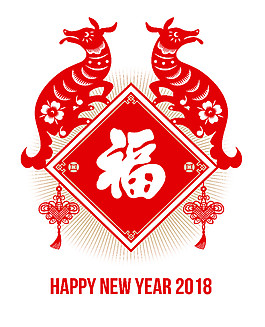 2018狗年新年快樂福字剪紙