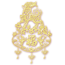 2018狗年金色福字剪紙素材
