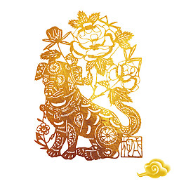 2018狗年金色剪紙