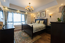 美式復古臥室床效果圖