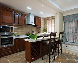 精致美式復古設計廚房效果圖