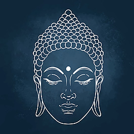 白描手繪藝術佛頭圖案