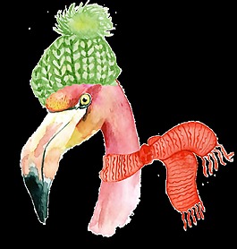 手繪卡通火烈鳥png透明素材