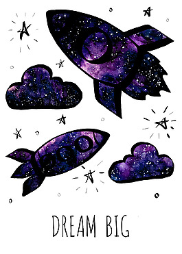 手繪星空云朵psd源文件