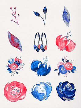 水彩鮮花透明裝飾素材合集