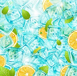 夏天冰块和水果背景