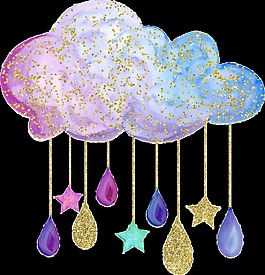 手繪一朵彩云png透明素材