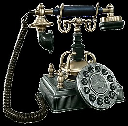 手繪復(fù)古電話png透明素材