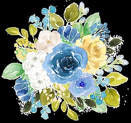 手繪水彩花束png透明素材
