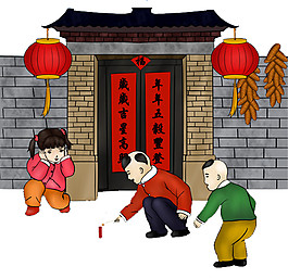 中國(guó)風(fēng)春節(jié)主題門頭元素PNG
