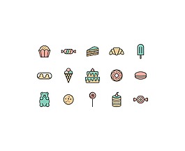 手繪甜食圖標素材