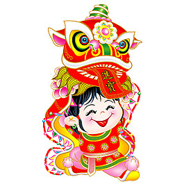 卡通新年舞獅素材