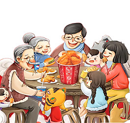 新年年夜饭全家福素材