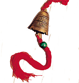 銅制編鐘造型鈴鐺紅色中國(guó)結(jié)PNG