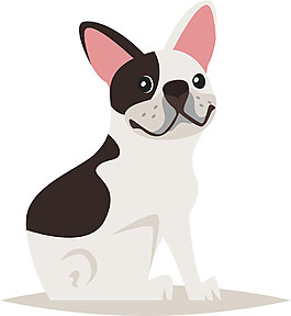 可愛斗牛犬卡通手繪裝飾元素