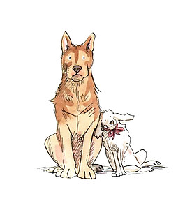 温馨大型犬卡通手绘装饰元素