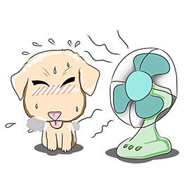 炎热流汗小狗卡通手绘装饰元素