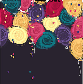 扁平化氣球裝飾背景矢量背景模板