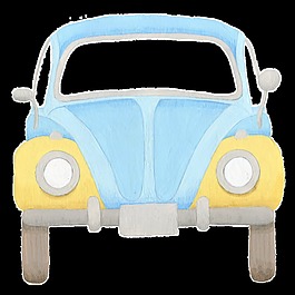 手繪水彩簡(jiǎn)約小汽車(chē)