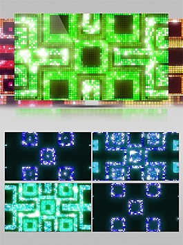 綠色光束方格高清視頻素材