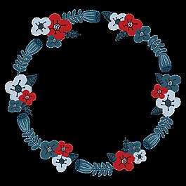 手繪鮮花野草圓形花環(huán)透明花朵素材