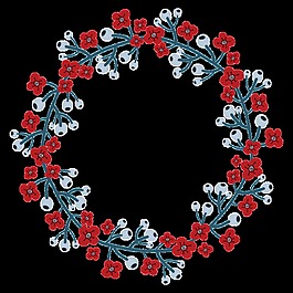 紅花野果植物花環(huán)透明花朵素材