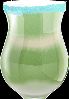 水彩手繪一杯綠色飲品透明飲料素材