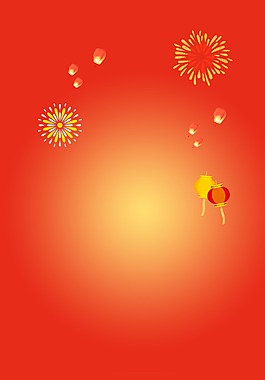 紅色扁平卡通新年背景