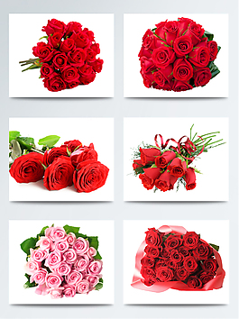 手捧红色玫瑰花鲜花花束png元素