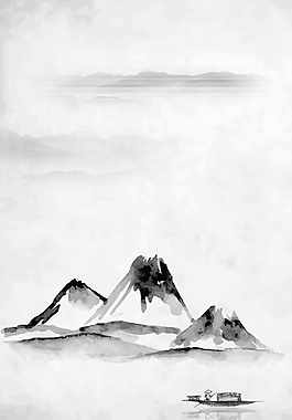矢量古风水墨江南风景背景