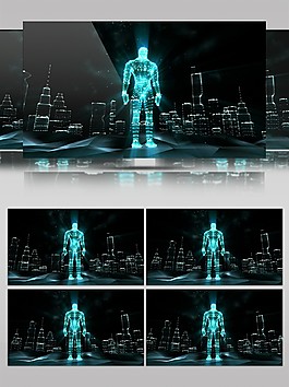 简约动感人体发光模型建模视频素材