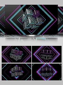 紫色光束方塊視頻素材