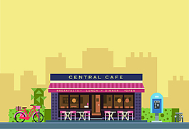 城市中心飯店海報背景素材