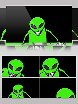 酷炫簡約綠色外星人視頻素材