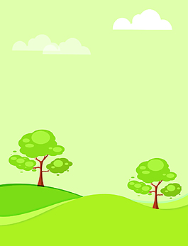 矢量幼兒卡通草原樹木風景背景