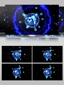 藍(lán)色光環(huán)星球高清視頻素材