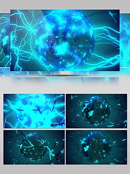 藍(lán)色閃電星球高清視頻素材
