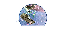 中国风河中小船png元素